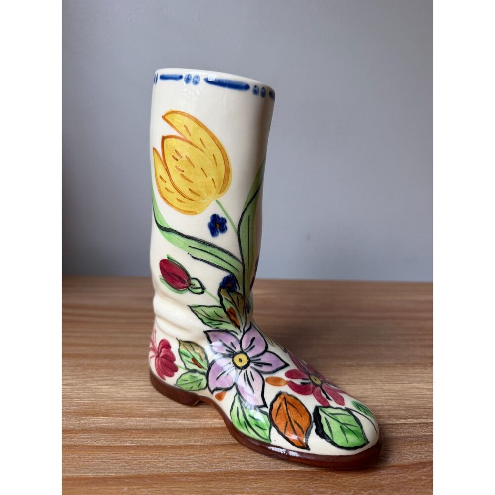 Vintage Blue Ridge Southern Potteries Gladys Floral Boot Vase Hand Painted 510/2